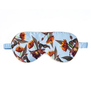 Fan Palm Sleeping Eye Mask Silk Blue Hibiscus 20 x 10 cm kuva