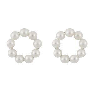 Snö Of Sweden Midnight Pearl Small Round Earring ─ Silver/White kuva