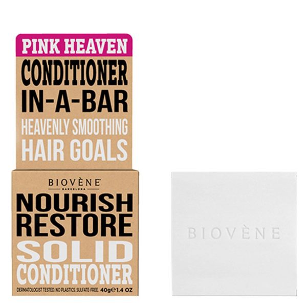 Biovène Hair Care Conditioner Bar Nourish Restore 40 g ─ Pink Heaven kuva