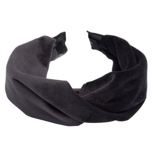 DARK Velvet Folded Hairband ─ Charcoal kuva