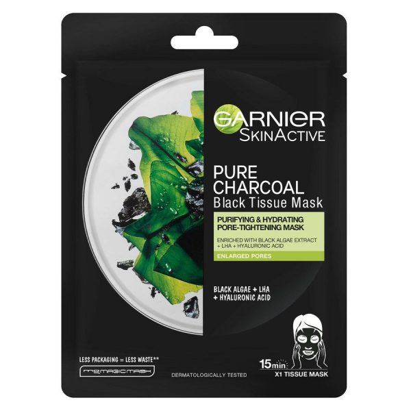 Garnier Tissue Mask Pure Charcaol Black Algae Purifying & Hydrating Pore-Tightning 28g kuva