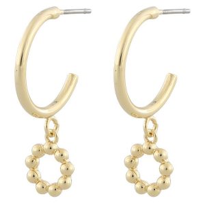 Snö Of Sweden Point Small Oval Pendant Earring ─ Plain Gold kuva