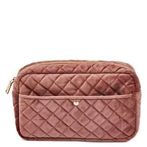 Fan Palm Beauty Bag Quilted Velvet Large – Vintage Rose kuva