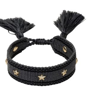 DARK Woven Friendship Bracelet With Star Stud ─ Dark Grey kuva