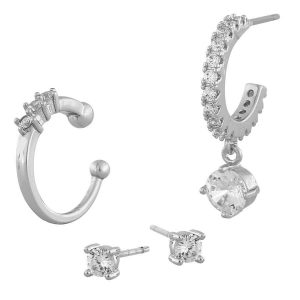 Snö Of Sweden Luire Cuff Earring Mix 1 ─ Silver/Clear kuva