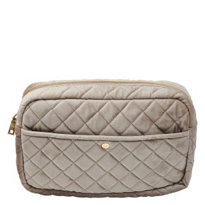 Fan Palm Beauty Bag Quilted Velvet Large – Camel kuva