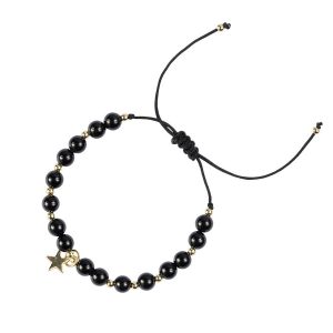 DARK Stone Bead Bracelet 6 mm ─ Shiny Black kuva