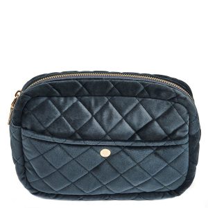 Fan Palm Beauty Bag Quilted Velvet Medium – Smoke kuva