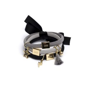 DARK Hair Ties With Charms Combo 3 kpl ─ Blacks/Gold kuva