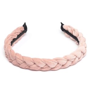 DARK Velvet Braided Hairband ─ Pale Rose kuva