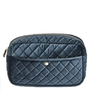 Fan Palm Beauty Bag Quilted Velvet Large – Smoke kuva