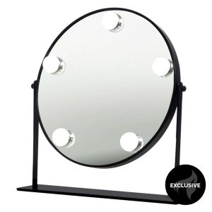 Shelas 5 LED Hollywood Meikkipeili Pyöreä Ø30cm - Musta kuva