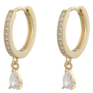 Snö Of Sweden Camille Drop Ring Earring ─ Gold/Clear kuva