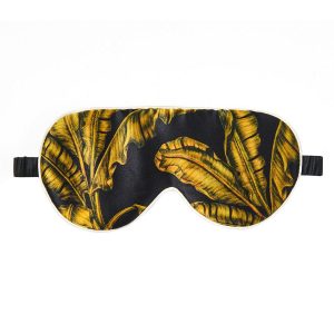 Fan Palm Sleeping Eye Mask Silk Tropical Black 20 x 10 cm kuva